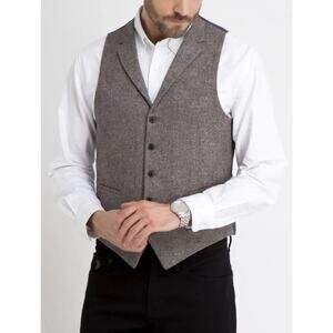 NWT U.S. Polo‎ Assn. Men's M Brown Wool Suit Vest V-Neck Button Up